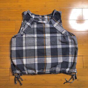 REI Plaid Linen Hemp Sleeveless Cotton Top Natural Soft Tank Shirt Breathable XL